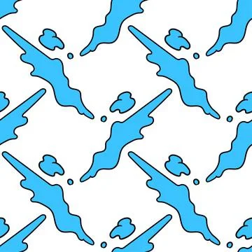 Blue abstract clouds seamless textile print. repeat pattern background design Stock Illustration