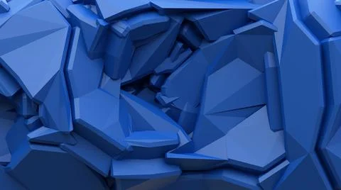 Blue abstract crystal shape background 3D illustration Stock Illustration