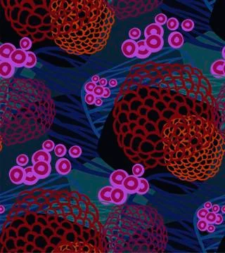 Blue abstract dark seamless pattern vector floral design primitive scandinavi Stock Illustration