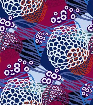 Blue abstract dark seamless pattern vector floral design primitive scandinavi Stock Illustration