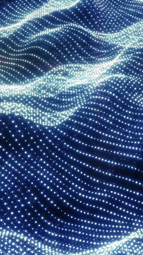 Blue abstract data landscape with glowing particle waves, digital dots, and.. Stock Footage 333728454