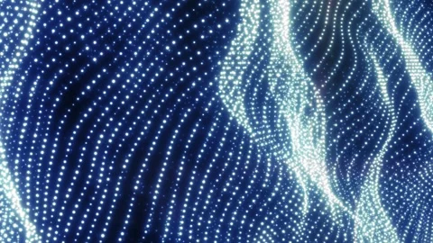 Blue abstract data landscape with glowing particle waves, digital dots Stock Footage 334795327