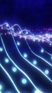 Blue abstract data wave with glowing dots and flowing lines, futuristic net.. 스톡 일러스트