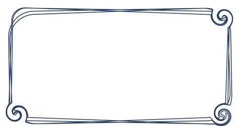 Blue abstract decorative frame border with elegant curved corners and multiple Stock-Illustration