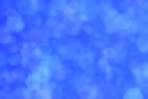 Blue abstract defocused background, hexagon shape bokeh pattern. Stock Illustration