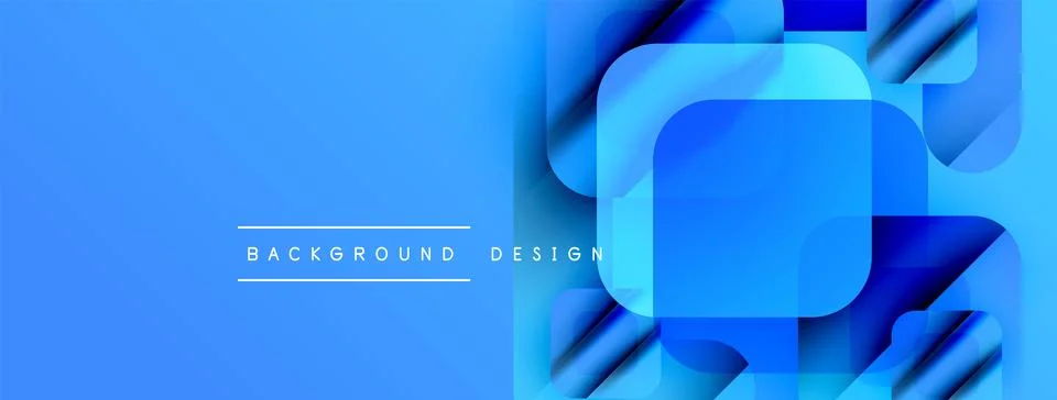 Blue abstract design features layered squares, gradients. Modern aesthetic イラスト素材
