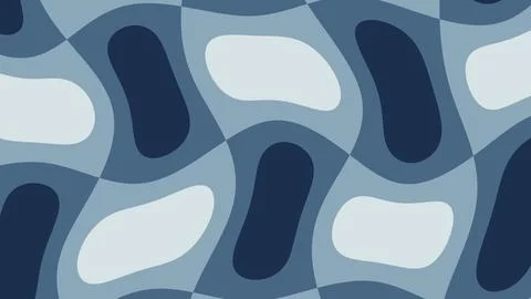 A blue abstract design uses interlocking wavy fields and rounded inserts in.. Stock Illustration
