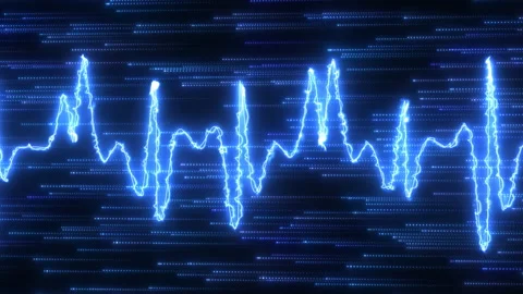 Blue Abstract Digital Electric Wave and Particles Flowing Energy Stock Footage 144982961