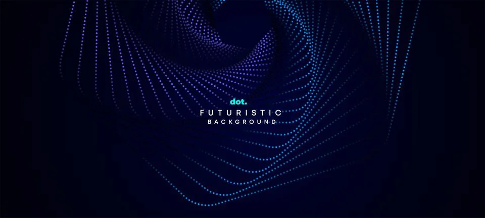 Blue abstract digital technology waving halftone circles on diagonal background Stock Illustration