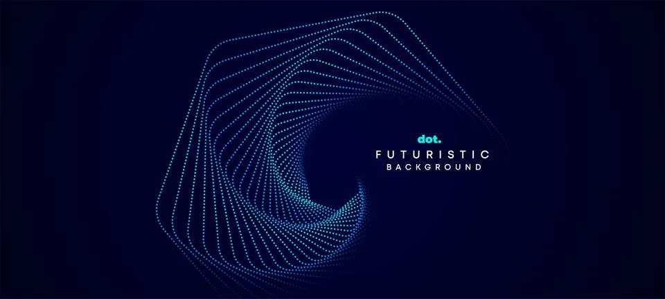 Blue abstract digital technology waving halftone circles on diagonal background Stock Illustration