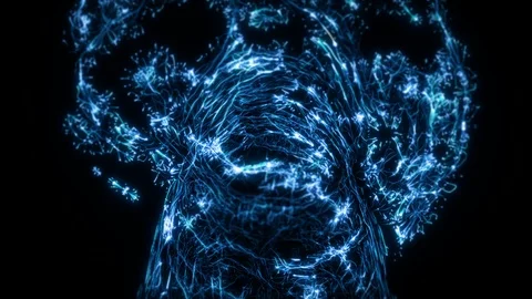 Blue abstract digital tunnel funnel artificial intelligence neural network Stock Footage 115535285
