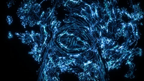 Blue abstract digital tunnel funnel artificial intelligence neural network loop Stock Footage 115535529