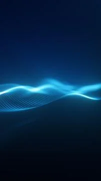 Blue abstract digital wave with glowing mesh dots and smooth gradient, futuri Illustrazione stock