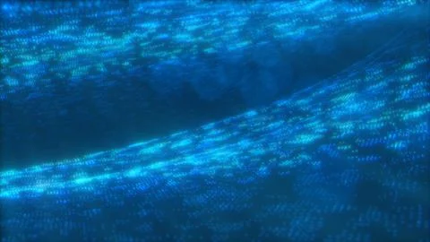 Blue abstract digital wave of glowing network particles Stock Illustration