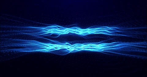 Blue abstract digital waves. Wavy motions of particles and points Stock Footage 243885044