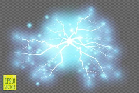 Blue abstract energy shock explosion special light effect with spark. Vector Stock Illustration