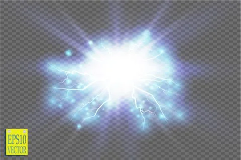 Blue abstract energy shock explosion special light effect with spark. Vector Stockillustratie