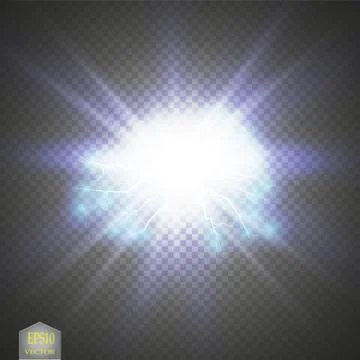 Blue abstract energy shock explosion special light effect with spark. Vector Stock Illustration