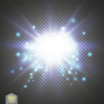 Blue abstract energy shock explosion special light effect with spark. Vector Stock Illustration