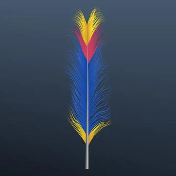 Blue abstract feather icon, realistic style Stock Illustration