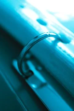 Blue abstract files in a folder, macro view. Documentation, business and offi Stock Photos