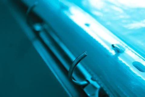 Blue abstract files in a folder, macro view. Documentation, business and offi Stock Photos