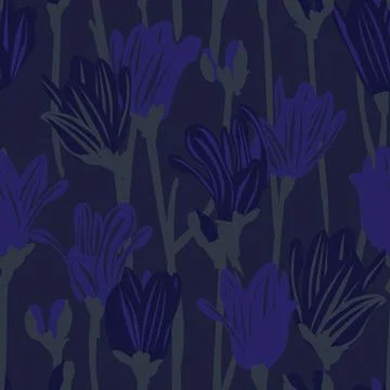 Blue Abstract Floral Seamless Pattern Design Stock Illustration