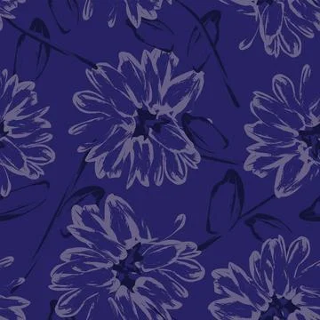Blue Abstract Floral Seamless Pattern Design 스톡 일러스트