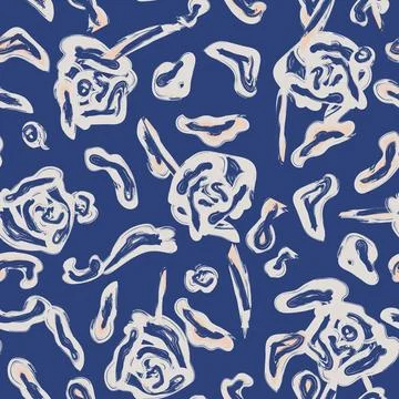 Blue Abstract Floral Seamless Pattern Design Stock Illustration