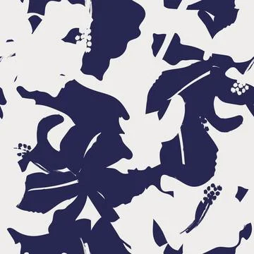 Blue Abstract Floral Seamless Pattern Design Stock Illustration