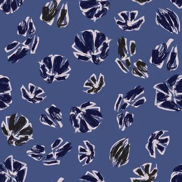 Blue Abstract Floral Seamless Pattern Design 库存插图