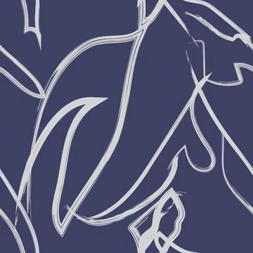 Blue Abstract Floral Seamless Pattern Design Stock Illustration