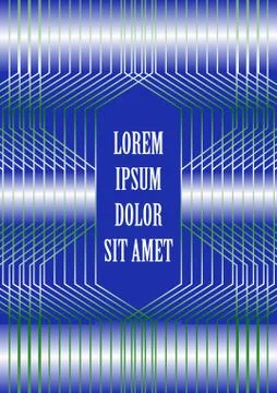 Blue abstract flyer template. Poster with white line patterns on dark blue Stock Illustration