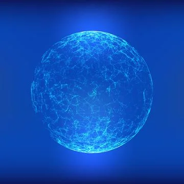 Blue Abstract Futuristic Plexus Polygonal Sphere Vector. Stock Illustration