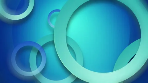Blue abstract geometric background with flying rings. Copy space. Looped Stock Footage 273585425