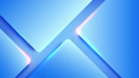 Blue abstract geometric background with neon glowing edges and overlapping .. Stock Illustration