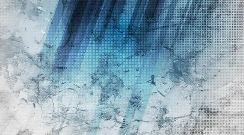 Blue abstract geometric stripes on grey grunge textural background Stock Illustration