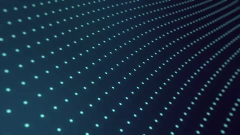 Blue abstract glowing dots on dark background, digital network grid pattern Stock Footage 332850016