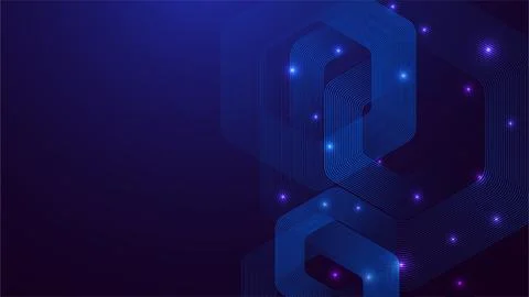 Blue abstract glowing geometric background with hexagons. Futuristic technology Stock-Illustration