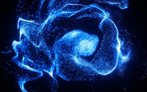 Blue abstract glowing particles, 3d rendering. Stock Illustration