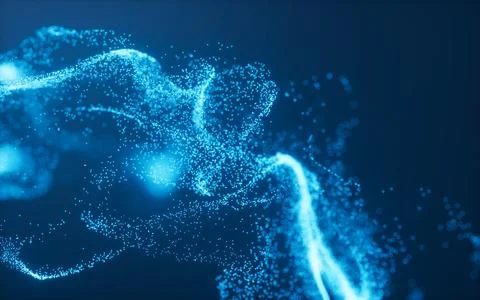 Blue abstract glowing particles, 3d rendering. Stock Illustration