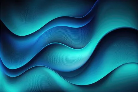 Blue abstract gradient, wave wallpaper, free space, Made by AI,Artificial i.. Stock Illustration