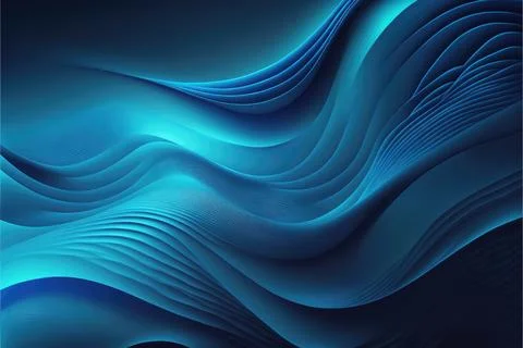 Blue abstract gradient, wave wallpaper, free space, Made by AI,Artificial i.. Stock Illustration