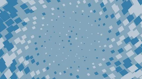 Blue abstract halftone background with floating squares Stockillustratie