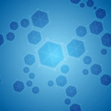 Blue abstract hexagon molecules tech background Illustrazione stock