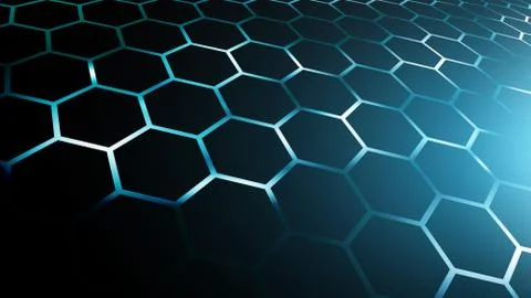 Blue abstract hexagon net technology background,futuristic hexagon pattern te Stock Illustration
