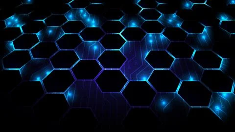 Blue abstract hexagon net technology background,futuristic hexagon tech Illustrazione stock