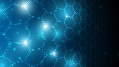 Blue abstract hexagon net technology background,futuristic hexagon tech backg Stock Illustration
