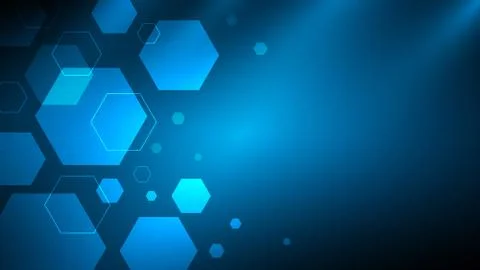 Blue abstract hexagon technology background with copyspace,futuristic tech ba Illustrazione stock