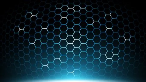 Blue abstract hexagon technology background,futuristic hexagon pattern tech Stock Illustration